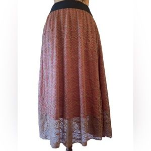 Womens tan & pink LulaRoe Lola Maxi skirt